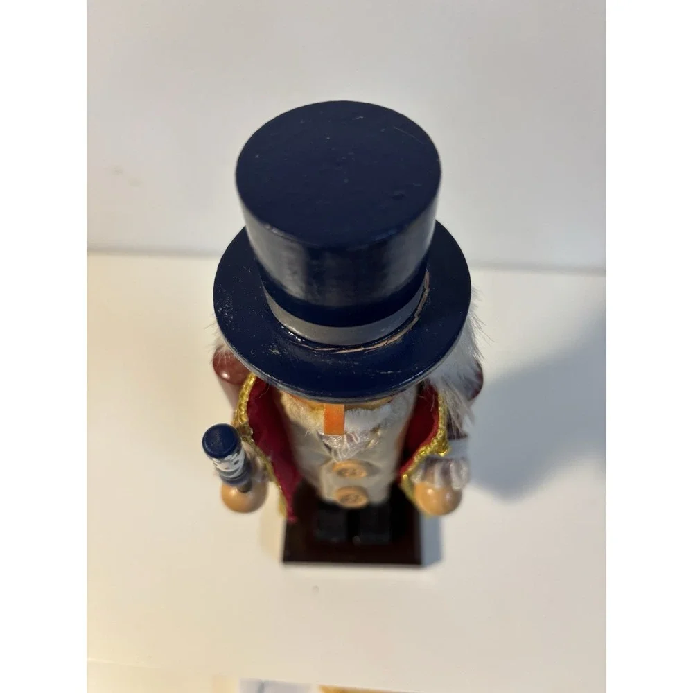 Christmas Nutcracker Wooden Soldier Figurine Top Hat Red Cape 10 in
